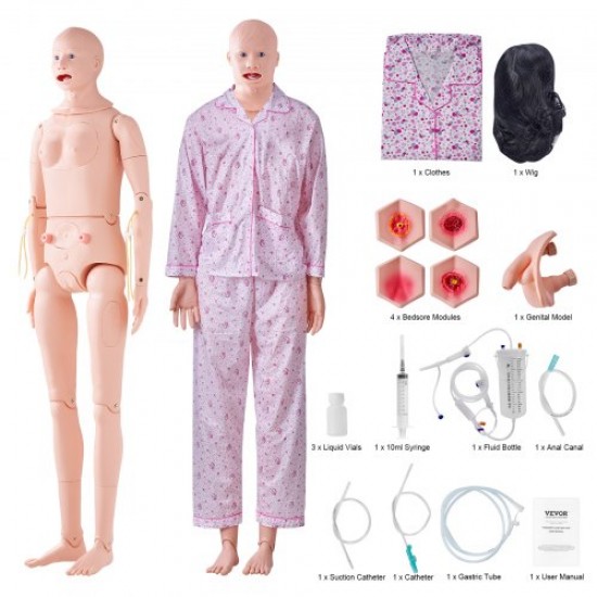 Comprar Maniquí de Enfermería de Hombre Mujer Maniquí de Cuidado del Paciente 175 cm PVC Maniquí de Entrenamiento de Enfermera Simulación Realista para Enseñanza Formación Médica de Hospital Instituto