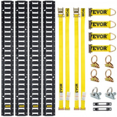 Kit de Riel de Amarre Universal E-track de 1,52 m Juego de Rieles Horizontales de Pista E 18 Piezas Rieles de Amarre en E de Acero Versátil Riel E-track Negro para Carga en Camionetas Remolques