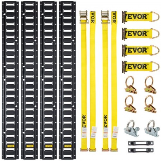 Comprar Kit de Riel de Amarre Universal E-track de 1,52 m Juego de Rieles Horizontales de Pista E 18 Piezas Rieles de Amarre en E de Acero Versátil Riel E-track Negro para Carga en Camionetas Remolques