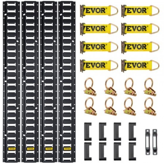 Koop 1,52 m universele E-track bevestigingsrailset 30-delige horizontale E-railrailset Veelzijdige stalen E-bevestigingsrails Zwarte E-trackrail voor vracht op vrachtwagens, aanhangwagens