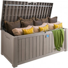 VEVOR Caja de Jardín 1430x675x605 mm Caja de Almacenamiento Exterior 454,2 L PP Candado Impermeable Aleación de Aluminio para Piscina, Juguetes, Herramientas, Cojines, Terraza, Balcón, Interior, Gris