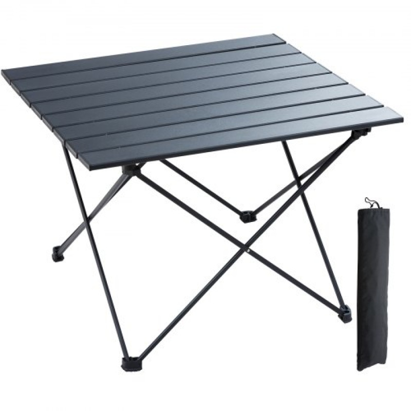 VEVOR Mesa de Camping 56,5x40,5x46cm Carga 30kg Mesa Portátil Plegable para Exteriores Ligera Bandeja y Estructura de Aleación de Aluminio con Bolsa de Transporte para Playa Pícnic Barbacoa Senderismo