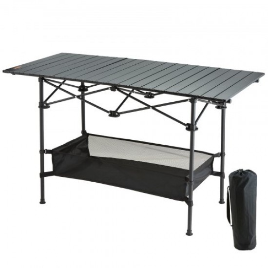 Comprar Mesa de Camping 115x55x70 cm Carga de 100 kg Mesa Plegable Ligera para Exteriores Bandeja de Aleación de Aluminio y Tubo de Acero con Bolsa de Transporte para Playa Pícnic Barbacoa Senderismo