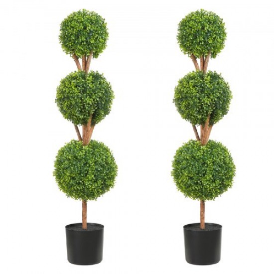 VEVOR Topiario de Boj Artificial 122 cm Bola de Boj Artificial al Aire Libre 2 Plantas Artificiales 10 Hojas Reemplazables 2 Luces LED sin Batería para Decoración del Hogar Jardín Patio Balcón Entrada