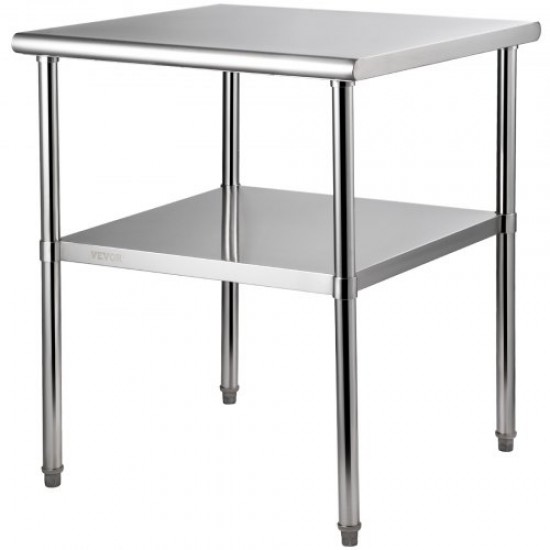 Comprar Mesa de Trabajo de Acero Inoxidable 76 x 76 x 91 cm Mesa de Preparación de 2 Niveles Carga de 362 kg Mesa de Cocina Estante Ajustable en Altura para Cocina Restaurante Bar Garaje al Aire Libre