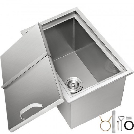 Comprar Hielera de Acero Inoxidable, 45 QT, Cubitera para Hielo de Acero Inoxidable con Doble Pared, 18"x12"x14,5", Cubo de Hielo Aislado con Tapa, Uso para Bar en el Hogar, Cerveza Fría, Champán y Vino