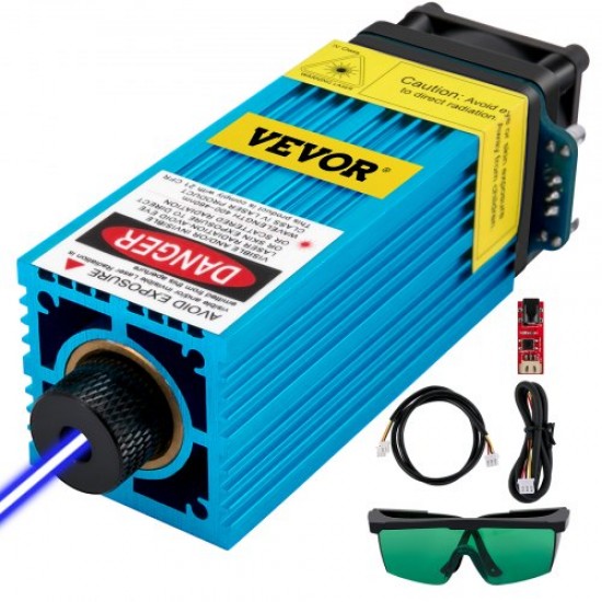 Comprar Kit de módulo de cabeça de laser de 15000 mw, kit de módulo de laser azul comprimento de onda 450 nm (azul), Neje Laser 12 V/1 A DC, suporte de cabeça de laser de alumínio CNC PWM / TTL com acessórios completos