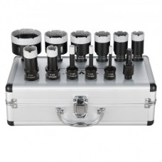 VEVOR Juego de 11 brocas de diamante de 6/8/10/20/25/28/32/35/45/50/65 mm, kit de sierra perforadora con conector M14 y estuche de almacenamiento para brocas para azulejos secos y húmedos de cerámica