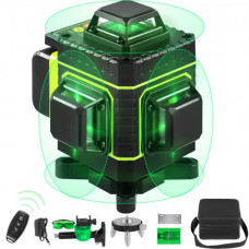 VEVOR 16 Líneas Nivel Laser Autonivelante 4x360 grados Nivel Láser de Línea Cruzada con Luz Verde 13,5 x 14 x 10 cm Nivel Láser Líneas con Control
