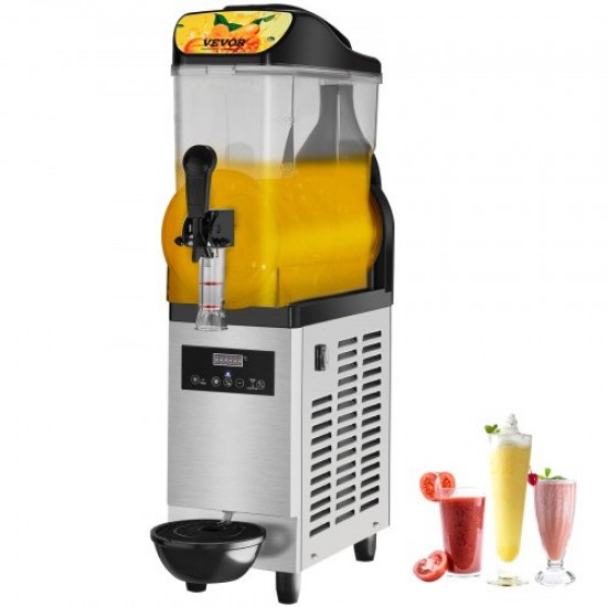 Koop 12L/3.2 Gal Commerciële Slush Machine Eén Kom Roestvrij Staal en PC Bevroren Drank Slush Maker Machine met Bedieningspaneel 500W voor Restaurants, Cafés Bars