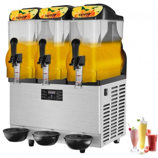 Kaufen Sie Kommerzielle Slush-Maschine, 36 l/9,6 Gallonen, Dreifachschüssel, 150 Tassen Margarita-Maschine, 860 W, Edelstahl, Slush-Maschine für Party-Café