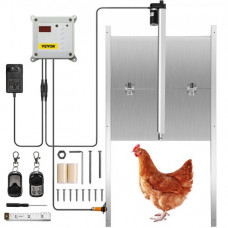 Puerta Automática para Gallinero 66W Kit de Abridor de Puerta de Gallinero Aleación de Aluminio ABS Abridor de Puerta Temporizador Sensor de Luz Apertura de Puerta para Aves de Corral 30x30cm