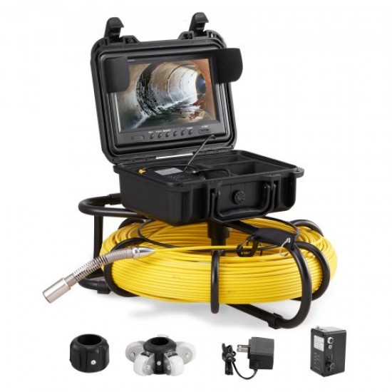 Buy Inspection Camera Drain Endoscope Camera 9" Screen with IP68 Waterproof 4500mAh Battery 12 Adjustable LEDs 120m Cable Card