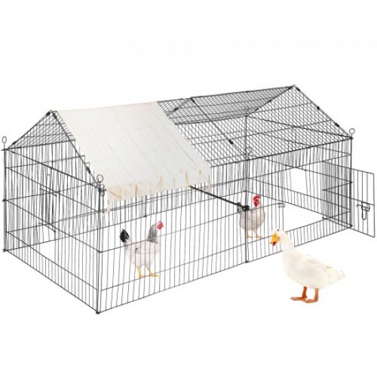 Comprar Gallinero de Exterior 220x106x104 cm Recinto para Pollos con Lona Blanca