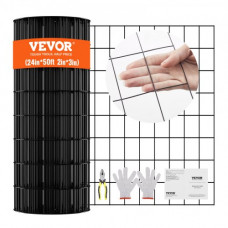 VEVOR Rollo de malla de alambre galvanizado 610x15240 mm Malla de alambre para pollos calibre 16, malla metálica recubierta de vinilo para cercas de gallineros, cercas de serpientes para conejos, corr