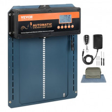 VEVOR Puerta Automática para Gallinero 210x260 mm Abridor de Puerta con Temporizador Sensor de Luz Puerta de Aluminio, Control Remoto, Pantalla LCD, 4 Modos de Apertura, Alimentación por Batería o CC