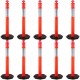 Buy PE + Rubber Parking Post, Traffic Bollard with Reflective Strip Pack of 10, Orange Parking Barrier, 6kg Each, 42x42cm Rubber Base, Height 110cm Diameter 10cm