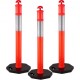 Buy PE + Rubber Parking Post, Durable Traffic Bollards Pack of 3, Public Orange Parking Barrier, 6kg Each, 42 x 42cm Rubber Base, Height 110cm, Diameter 10cm