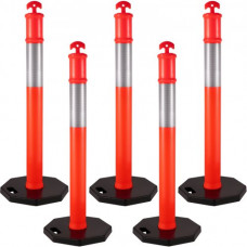 Poste de Aparcamiento de PE + Goma, Bolardos de Tráfico Duraderos Paquete de 5, Barrera de Aparcamiento Naranja Pública, 6 kg de Cada Una, Base Goma de 42 x 42 cm, Altura 110 cm, Diámetro 10 cm