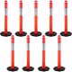 Buy PE + Rubber Parking Post, Durable Traffic Bollards Pack of 9, Public Orange Parking Barrier, 6kg Each, 42 x 42cm Rubber Base, Height 110cm, Diameter 10cm