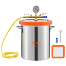 VEVOR Cámara de Vacío 3 Gal 11,4 L Bomba de Vacío Tapa de Vidrio Templado Cámara de Desgasificación de Acero Inoxidable 304 Contenedor de Vacío para Estabilización de Madera Resina de Silicona
