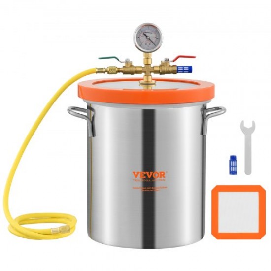 Comprar Cámara de Vacío 5 Gal 19 L Bomba de Vacío Tapa de Vidrio Templado Cámara de Desgasificación de Acero Inoxidable 304 Contenedor de Vacío para Estabilización de Madera Resina de Silicona