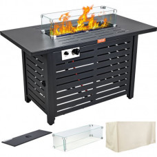 Mesa para Brasero de Gas Propano 109 x 56 x 62cm Mesa de Chimenea de Jardín de Acero al Carbono 50.000Btu Mesa de Fuego de Gas para Exteriores