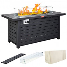 Mesa para hoguera de gas propano para exteriores de 54" 50000 BTU con tablero de vidrio y tapa