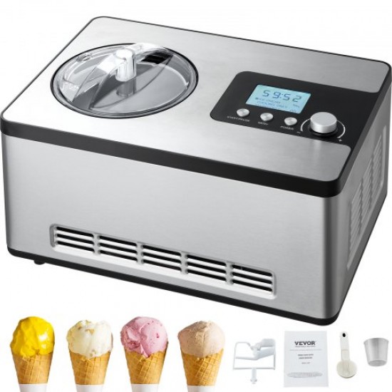 Buy Automatic Ice Cream Maker 2L Professional Ice Cream Maker 180W Electric Ice Cream Maker LCD Display Quick Preparation without Pre-Freezing for Making Frozen Yogurt Sorbets