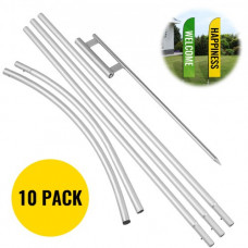 VEVOR Bandera de Plumas, 4,3 m 10 Kits Bandera de Estandarte de Pluma, 25 mm Poste de Bandera de Pluma, Banderas Publicitarias, Bandera Tipo Pluma con Bolsa para Apertura, Presentaciones de Tiendas