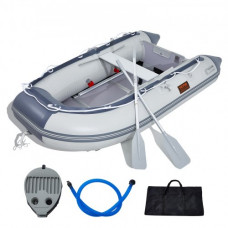 VEVOR Bote inflable, bote inflable para 4 personas, con piso de madera marina y banco de aluminio ajustable, carga 1000 libras, remos de aluminio, bomba de aire y bolsa de transporte