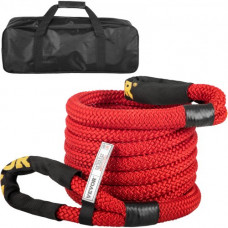 VEVOR Cuerda de Remolque 22mm x 6,4m Capacidad de 9965 kg Cuerda de recuperación Nylon Doble Trenzado con Hebillas Fundas Protectoras Bolsa de Transporte para Camión Vehículo Todo Terreno UTV, Rojo