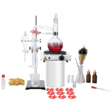 VEVOR Kit de destilación de aceite esencial de 33 piezas, aparato de destilación de 500 ml, kit de destilación de cristalería de laboratorio Boro 3.3 con placa calefactora de 1000 W y junta 24/40