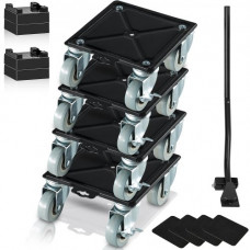VEVOR Plataforma de Transporte de Muebles de Acero al Carbono de 4 Ruedas de PP Giratorias 360° Transportador de Muebles Carga de 454 kg Plataforma Rodante Manipulación de Muebles Nevera Sofá Armario