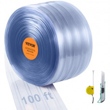 VEVOR Cortina de tiras Cortina de puerta de PVC acanalada Rollo de 100'x12