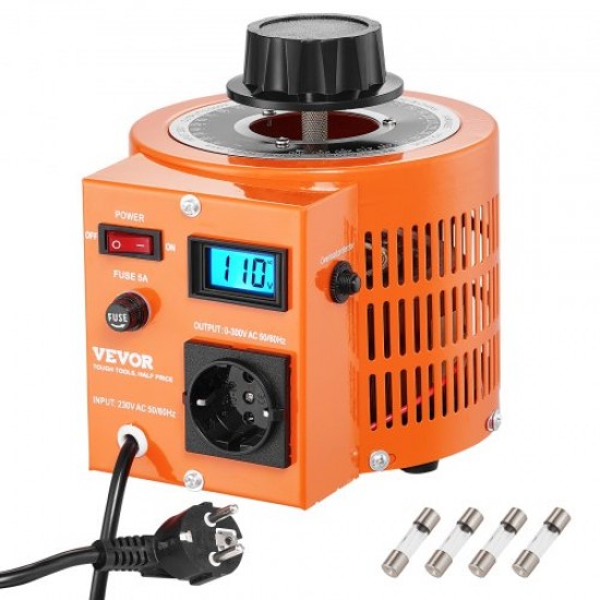 VEVOR Transformador de voltaje variable 1000VA regulador de voltaje 3.3A 0-300V LCD