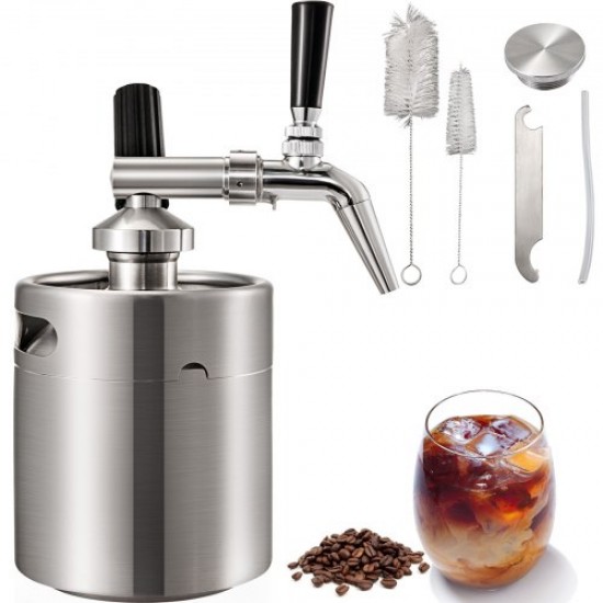 Comprar Dispensador de Café 2L Cafetera Nitro Frío Cold Brew Coffee Barril de Café Casero de Acero Inoxidable Cafetera Nitro Utilizado para Contener Café Frío Con Una Tapa