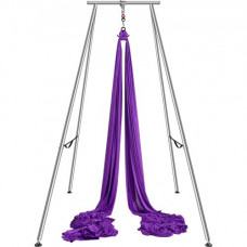 VEVOR Kit de Hamaca y Columpio Aéreo para Yoga, Soporte de Yoga Profesional 295 cm de Altura, Hamaca Morada de 12x2,6 m, Capacidad de Carga máxima de 250 kg, para Fitness, Culturismo, Pilates, Púrpura