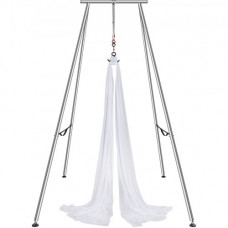 VEVOR Kit de Columpio y Hamaca Aérea para Yoga, Soporte de Yoga Profesional 295 cm de Altura, Hamaca Blanca de 6x2,6 m, Capacidad de Carga Máxima de 250 kg, para Fitness, Culturismo, Pilates, Blanco