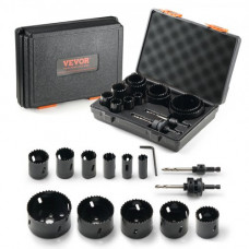 VEVOR Kit de Sierra de Agujero, 11 Hojas de Sierra, 2 Brocas, 1 Llave Hexagonal, Juego de Sierra Perforadora Bimetálica M42 con Caja de Transporte para Tableros de Madera, Planchas de Hierro Plástico