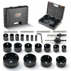 VEVOR Kit de Sierra de Agujero, 18 Hojas de Sierra, 6 Brocas, 1 Llave Hexagonal, Juego de Sierra Perforadora Bimetálica M42 con Caja de Transporte para Tableros de Madera, Planchas de Hierro Plástico