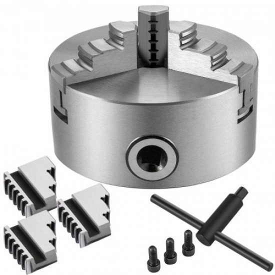 Koop K11-100 3- Klauwplaat 100 mm, met 2 sets klauwplaten, met 3 zelfcentrerende kaken, automatisch centrerende klauwplaat voor alle soorten draaibanken voor algemeen gebruik