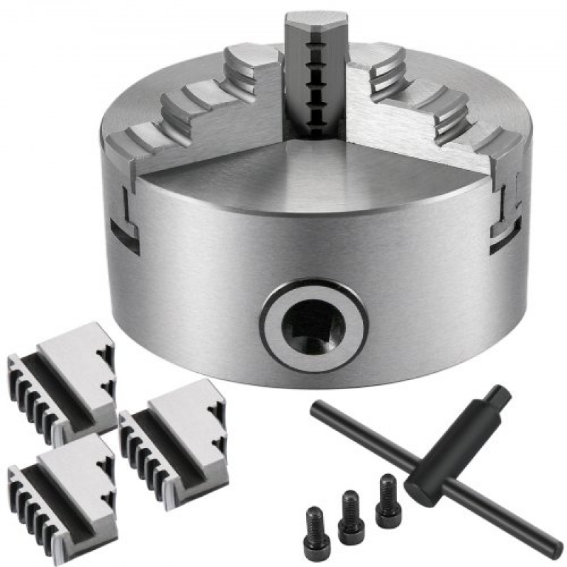 K11-100 3- Mandril de Torno 100mm, con 2 Juegos de Mandíbulas Mandril, con 3 Mordazas Autocentrante, Mandril del Torno de Centrado Automático para Todo Tipo de Tornos de Uso General