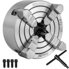 K72-125 Mandril De Torno Autocentrante 160 mm, Torno de Mandril Autocentrante de 4 Mordazas de 4,92" (125 mm), Fresado de Rectificadoras Internas y Externas Accesorios de Torno de Herramientas