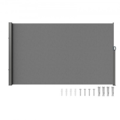 VEVOR Toldo Lateral Retráctil Pantalla de Privacidad al Aire Libre 200x300 cm Toldo Lateral contra Viento Impermeable de Poliéster Divisor de Habitación UV 30+ para Patio, Jardín, Balcón, Gris