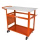 Koop 36" x 24" Lastafel Laswerkbank Belasting 272 kg Staal op wielen met dubbellaags opbergbord, 1/2" accessoiregaten, 11 haken