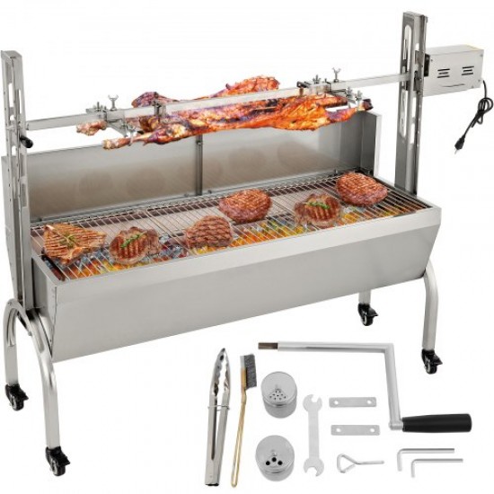 Comprar Parilla de barbacoa exterior 132lbs Acero inoxidable Barbacoa Asador 40W Altura ajustable de 7,5 "-16,9 " Kit de asador universal para parrilla