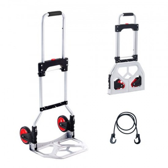 Buy Folding Hand Truck, 80kg Load, Mobile Hand Truck with Aluminum Handling, Heavy Duty Convertible Hand Truck with Rubber Wheels