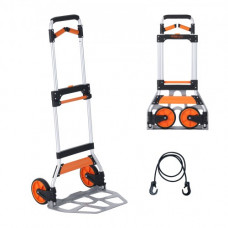 VEVOR Carretilla de Mano Plegable de Aluminio Carga de 140 kg Carro de Mano de Alta Resistencia con Ruedas de Goma Mango Telescópico para Transporte Doméstico, Mercancías de Almacén Supermercado