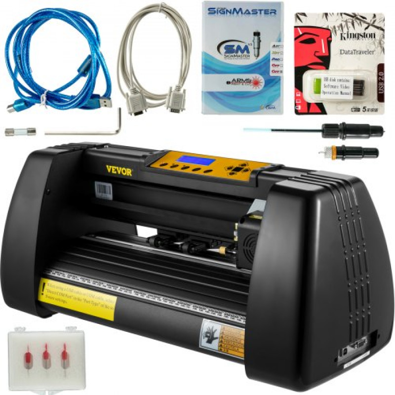 VEVOR Máquina Cortadora de Vinilo de 375 mm, Letrero de Vinilo Plotter de Corte, Vinilo Cortador, Plotter de Corte de Vinilo Negro, Impresora Sublimación 35cm (375 Manual)